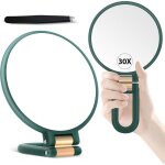 Miroir grossissant de poche, miroir grossissant double face de voyage avec grossissement 30x / 1x, poign�e ...