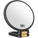Miroir grossissant x 30 double face miroir pliable avec poign�e, miroir de maquillage � main de coiffeurs ...