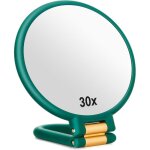 Miroir grossissant x 30 double face miroir pliable avec poign�e, miroir de maquillage � main de coiffeurs ...