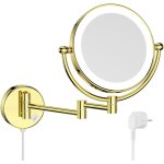 Miroir grossissant x10 mural dor� brillant miroir maquillage lumineux extensible salle de bain double ...