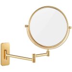 Miroir grossissant, miroir grossissant x10 mural rond salle de bain miroir de maquillage mural dor miroir ...
