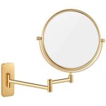 Miroir grossissant x10 mural salle de bain - miroir maquillage dor� avec bras flexible 360�, double face, ...