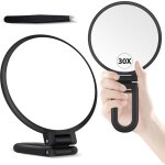 Miroir grossissant x30, miroir � main avec poign�e, miroir double face avec grossissement 30x / 1x, miroir ...
