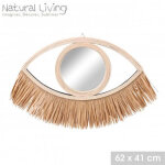 Miroir ilana en rotin naturel et franges en raphia 62xh41cm