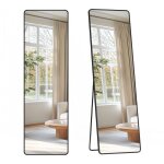 Miroir int�gral, 150 x 40 cm, miroir rectangulaire sur pied, � poser au sol, cadre en alliage d?aluminium, ...