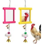 Miroir jouet pour poules - miroir � picorer avec perchoir pour bec et griffes, distraction s�curis�e ...