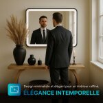 Miroir led 70x100 cm avec cadre alu noir Miroir led 70x100 cm avec cadre alu noir