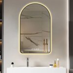 Miroir led de salle de bain en arche 60�120 cm, affichage heure et temp�rature, r�tro - �clairage, anti ...