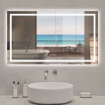 Acezanble - miroir lumineux 120 x 70cm, bluetooth + 3 couleurs + dimmable + horloge + anti - buée + mémoire, ... Acezanble - miroir lumineux 120 x 70cm, bluetooth + 3 couleurs + dimmable + horloge + anti - buée + mémoire, ...