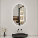 Miroir lumineux ovale 50x90cm avec dimmable, miroir salle de bain ip44 hd verre
