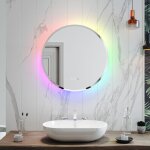 Sirhona - miroir lumineux de salle de bain rond 600x600 mm, rgb led, anti - bue, tactile, 6 couleurs ...