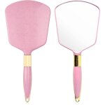 Miroir � main carr� avec poign�e confortable, miroir portable professionnel, pour salle de bain, bureau, ...