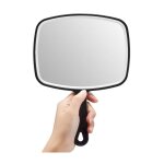 Miroir  main - miroir de maquillage - miroir carr - surface miroir 20 x 21, 5 cm - miroir  main avec ...