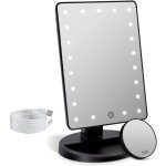 Miroir de maquillage avec �clairage led grossissant 1x / 10x, miroir de maquillage de table �clair�, ...