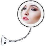 Miroir de maquillage flexible  col de cygne 10x avec lumires et grossissement, miroir grossissant sans ...