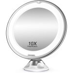 Miroir maquillage grossissant 10x avec lumi�res led, ajustable � 360�, portable pour salle de bain