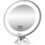 Miroir de maquillage grossissant x10 avec lumières led, 1 rotule, réglable à 360°, miroir cosmétique ... Miroir de maquillage grossissant x10 avec lumières led, 1 rotule, réglable à 360°, miroir cosmétique ...