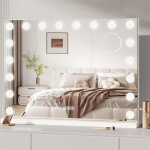 Miroir maquillage hollywood led 18 ampoules, miroir coiffeuse lumineux 80 x 58cm, contr�le tactile 3 ...