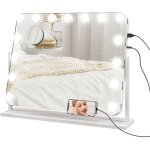 Miroir maquillage hollywood lumineux led intensit� r�glable grossissant rotatif charge usb support blanc ...