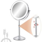 Miroir de maquillage led 20 cm avec �clairage, miroir de table, miroir grossissant, miroir double face, ...