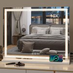 Miroir maquillage lumineux led 70x55cm, miroir de table coiffeuse cosmtique 3 couleurs dimmable avec ...