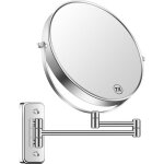 Miroir de maquillage mural de 20 cm, grossissement x1 / x7, miroir de salle de bain r�tractable rotatif ...