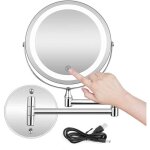 Miroir de maquillage mural, miroir de courtoisie �clair� par led � deux c�t�s grossissant 10x pour salle ...