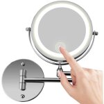 Miroir de maquillage mural, miroir de courtoisie �clair� par led � deux c�t�s grossissant 10x pour salle ...
