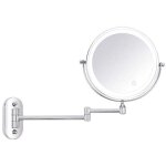 Miroir maquillage mural, miroir grossissant lumineux mural, miroir mural double face 1x / 10x, miroir ...