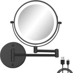 Miroir de maquillage mural rechargeable (avec lumi�re), miroir de rasage led, grossissement 1x / 10x, ...
