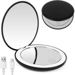 Miroir de maquillage de voyage �clair� par led - grossissant 1x / 10x, double face led miroir de poche ...