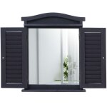 Décoshop26 - miroir mural fenêtre miroir avec volets 53x42x5cm en bois gris foncé 040003705 Décoshop26 - miroir mural fenêtre miroir avec volets 53x42x5cm en bois gris foncé 040003705