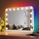 Sirhona - miroir mural miroir maquillage 58x43cm avec lumi�re rgb et ampoule led miroir hollywood 3 couleurs ...