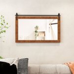 Miroir mural rectangulaire 100 x 66cm, cadre en bois massif, style porte de grange, support en métal, ... Miroir mural rectangulaire 100 x 66cm, cadre en bois massif, style porte de grange, support en métal, ...