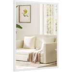 Miroir mural rectangulaire, 60 x 40 cm, cadre en bois blanc, id�al pour la salle de bain, le salon ou ...