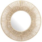 Miroir mural rond fleur imitation rotin (�50 cm)