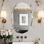 Luvodi - miroir mural salon décoratif oval - 7050cm miroirs muraux design en verre biseauté sans cadre ... Luvodi - miroir mural salon décoratif oval - 7050cm miroirs muraux design en verre biseauté sans cadre ...
