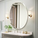 Luvodi - miroir mural salon décoratif oval - 8060cm miroirs muraux design en verre biseauté sans cadre ... Luvodi - miroir mural salon décoratif oval - 8060cm miroirs muraux design en verre biseauté sans cadre ...