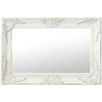 Miroir mural - miroir suspendu style baroque 60x40 cm blanc 574885