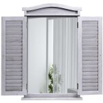 Miroir mural avec volets en bois gris ? 71�46�5 cm ? style vintage pour salle de bain, entr�e ou salon ...