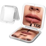 Miroir de poche grossissant 15x / 1x carr� de 8, 5 cm, pliable et portable, pour sac � main ou voyages ...