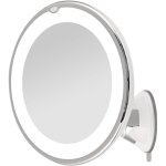 Miroir de rasage grossissant x5 avec led, support ventouse verrouillable, pivotant 360�, batterie rechargeable ...