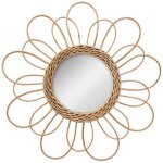 Wellhome - miroir en rotin avec motif floral d 38 cm, dor