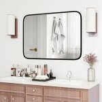 Costway miroir salle de bain 70 x 50 cm, miroir mural rectangulaire, miroir maquillage, cadre en aluminium, ...
