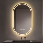 Miroir lumineux de salle de bain 50 x 80 cm ? anti - bu�e ? interrupteur tactile ? affichage heure ? ...