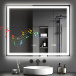Miroir salle de bain led bluetooth 80 x 100 cm interrupteur tactile lumi�re r�glable 3 couleurs anti ...
