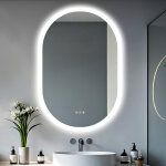 Miroir salle de bain led oval miroir mural avec �clairage int�gr� miroir lumineux anti bu�e 3 interrupteurs ...