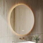 Miroir de salle de bain led rond avec haut - parleur bluetooth par deervalley ? format 80x80cm, r�tro�clair� ...
