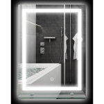 Miroir de salle de bain led avec tablette int�gr�e, �clairage 3 couleurs, intensit� r�glable et commande ...