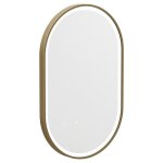 Miroir de salle de bain lumineux ovale anti buée avec contour doré - 50 x 80 cm - alarico Miroir de salle de bain lumineux ovale anti buée avec contour doré - 50 x 80 cm - alarico